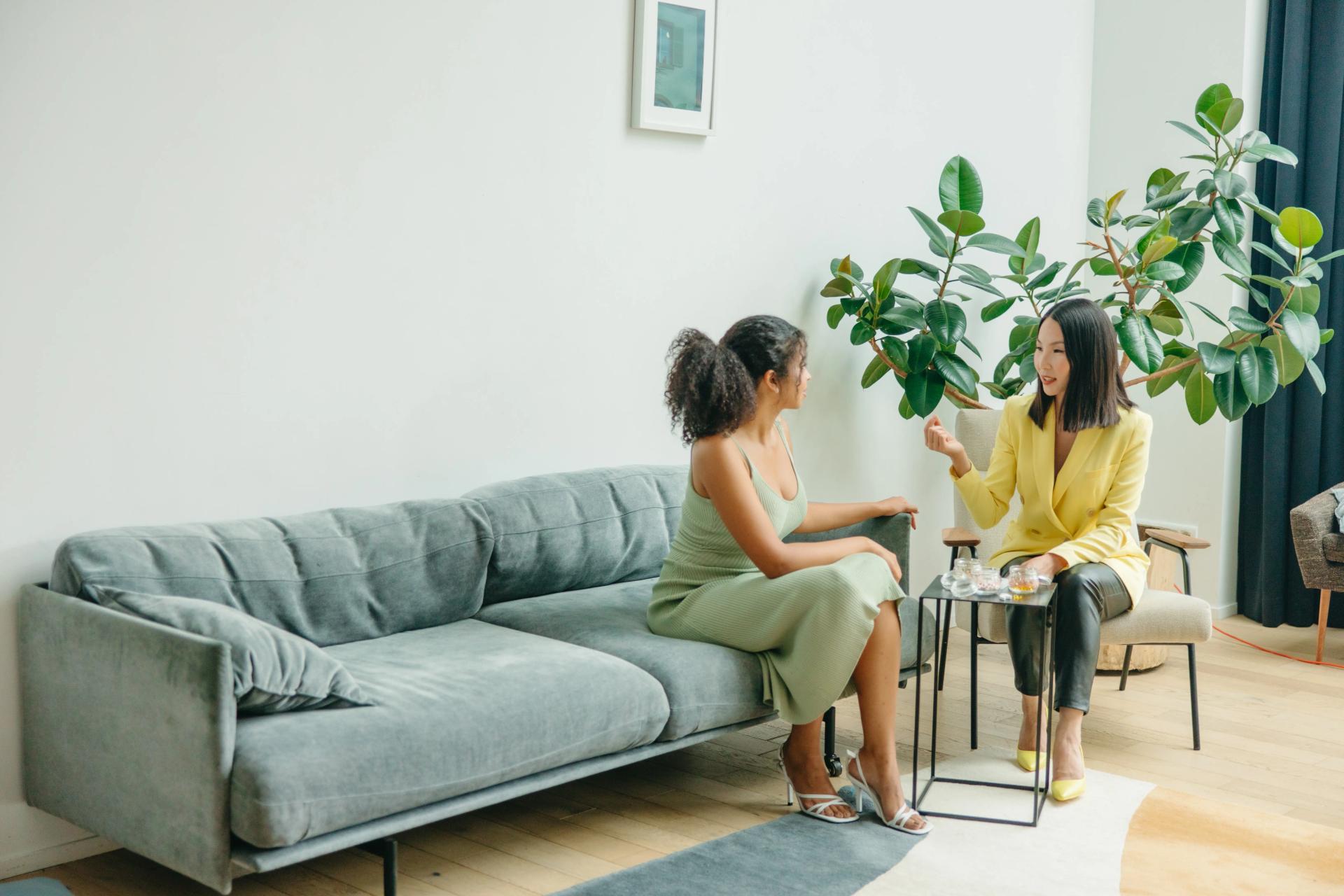 Two business people having a meeting